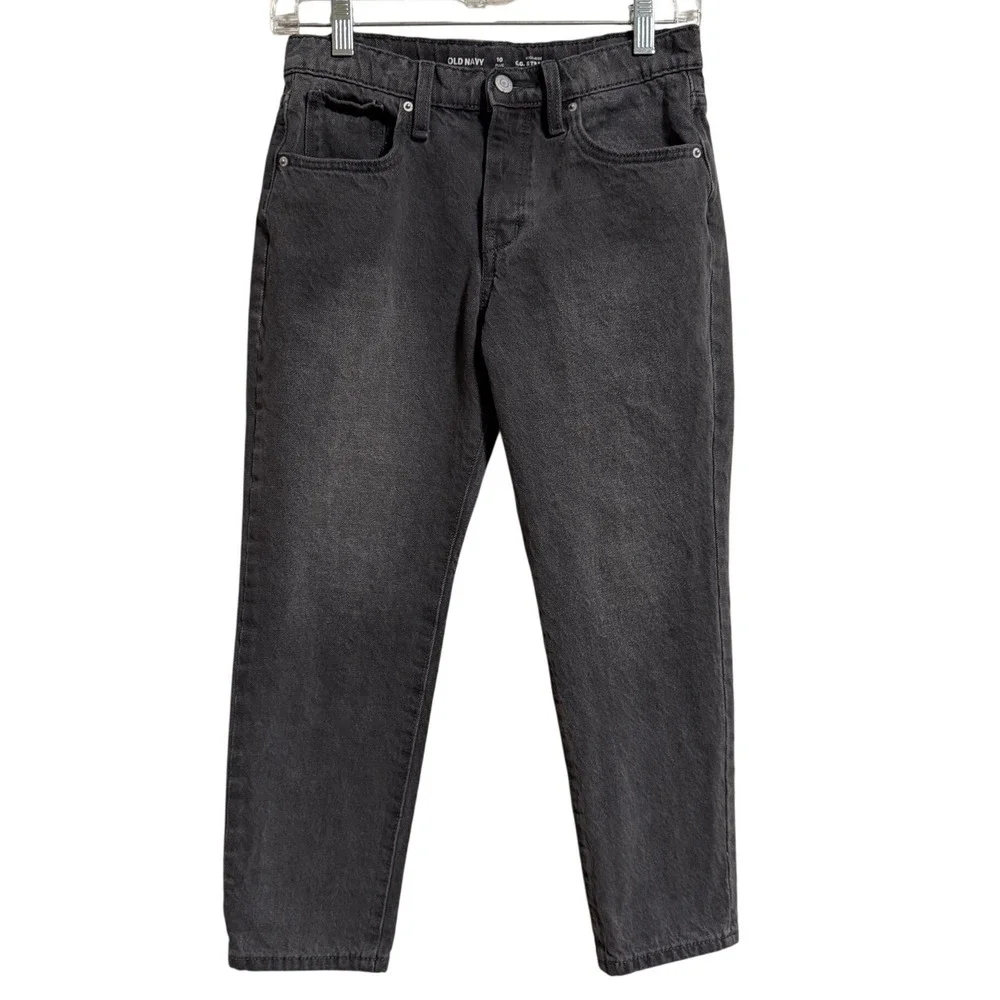Old Navy Kids OG Straight High Rise Jeans Black Faded 10 Plus Button Fly